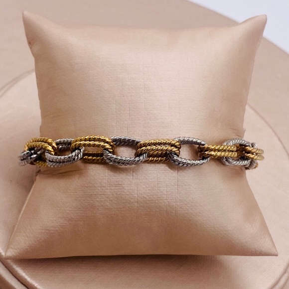 EUC Silver & Gold Plated Double Link Bracelet - Picture 8 of 16